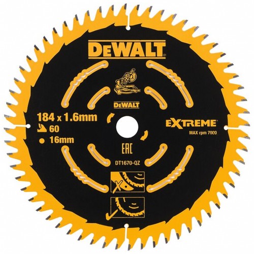 DeWALT DT1670 Pílový kotúč 184 x 16 mm 60 zubov, ABT +7°