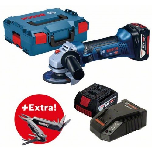 BOSCH GWS 18-125 V-LI + 2 × GBA 18V 4.0Ah + L-BOXX + Swiss Peak, 060193A30B