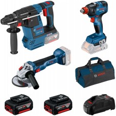 BOSCH Profesionálna sada GBH 18V-26+GDX 18V-200+GWS 18V-10+2× akumulátor 5,0 Ah 0615990N21