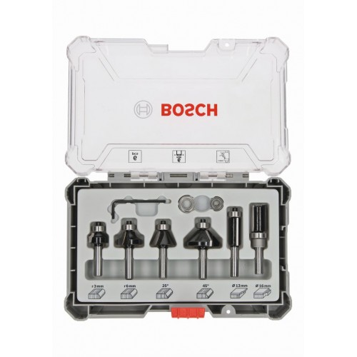 BOSCH Sada frézovacích bitov, zarovnávanie a zaobľovanie, 6 mm driek 2607017468