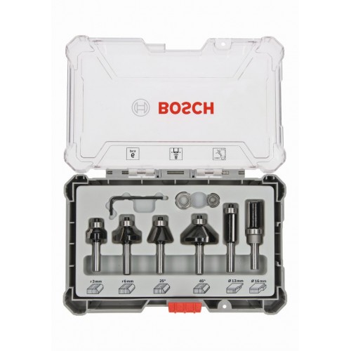 BOSCH Sada frézovacích bitov, zarovnávanie a zaobľovanie, 8 mm driek 2607017469