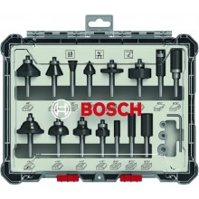 BOSCH Sada frézovacích bitov, 15 ks, zmiešané, 1/4" driek 2607017473