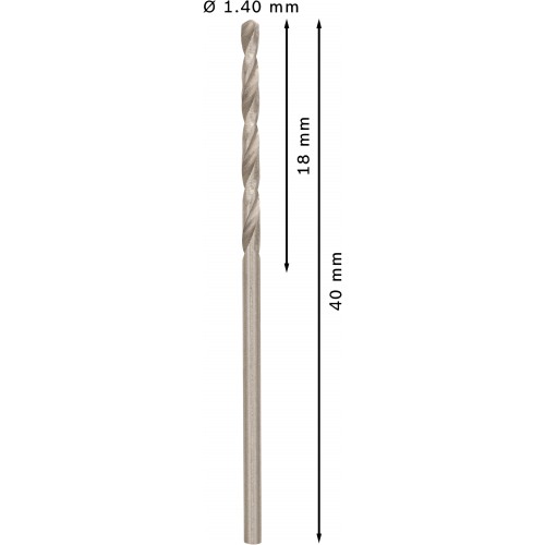 BOCSH Špirálový vrták PRE Metal HSS-G štandardnej dĺžky, 1,4 × 18 × 40 mm, 10 k 2608585470