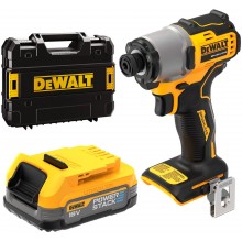 DeWALT DCF840E1T Aku rázový uťahovač 1/4" (192Nm/18V/1x1,7Ah PowerStack) kufor Tstak