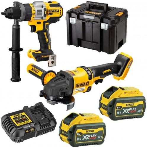 DeWALT DCK2016T2T Combo sada 2 DCD999 + DCG418 + (54V/2x6,0Ah/nabíjačka DCB115) T-stak box