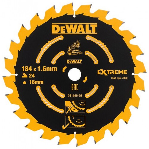 DeWALT DT1669 Pílový kotúč 184 x 16mm 24 zubov ABT +7°