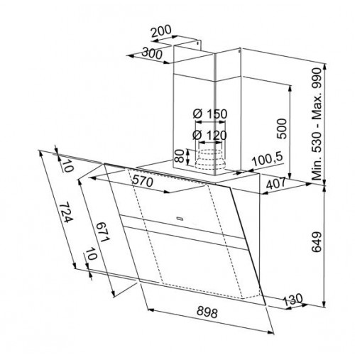 VÝPREDAJ Franke Swing FSW 918BK XS (čierna ) komínový odsávač pár 90 cm , nerez, POŠKODENÝ