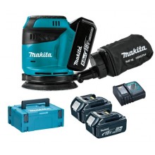 Makita DBO180RTJ Aku excentrická brúska 123mm, Li-ion (2x5,0Ah/18V) Makpac 2