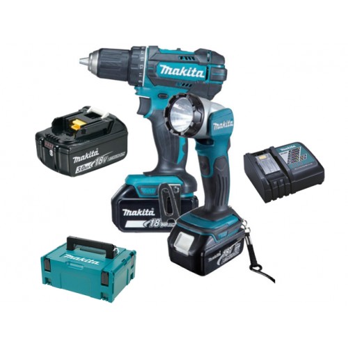 Makita DDF482RFJ1 Aku vŕtací skrutkovač so svietidlom 3x aku, 18V / 3,0 Ah, Makpac 2