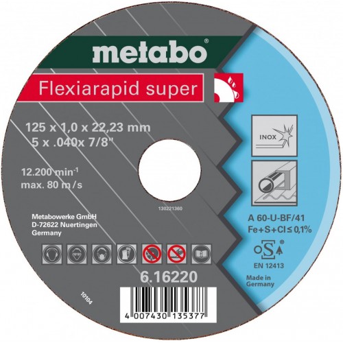 Metabo Flexiarapid Super Rezný kotúč 125 x 0,8 x 22,23 inox, TF 42 616209000