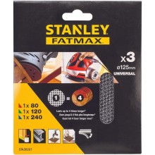 Stanley STA39267-XJ Brúsne mriežky pre excentrickú brúsku 125mm, 1xP80, 1xP120, 1xP240