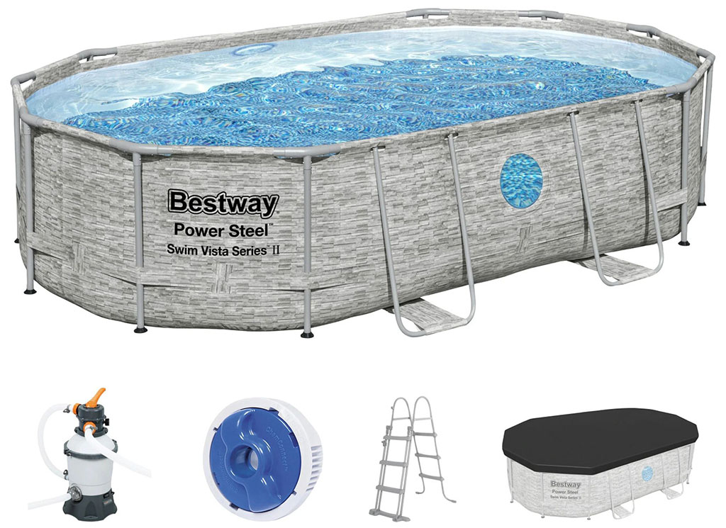 BESTWAY Power Steel Swim Vista Bazénový set 488 x 305 x 107 cm, piesková filtrácia 56946