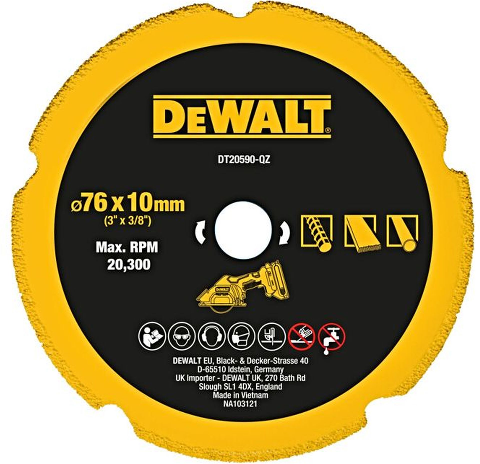 DeWALT DT20590 Diamantový rezný kotúč 76mm pre DCS438